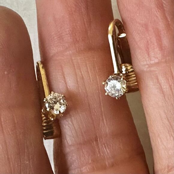 Gold tone rhinestone clip on earrings - Picture 2 of 6